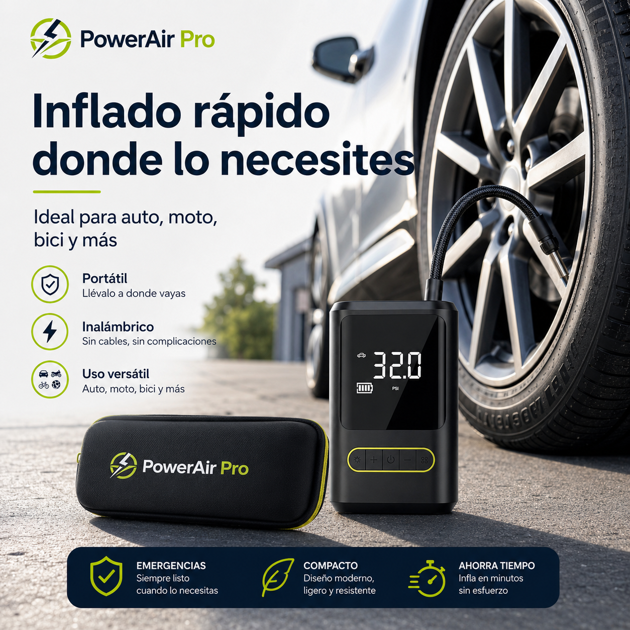 🔥 Compresor Digital PowerAir Pro | Inflado Rápido y Preciso 🚗⚡