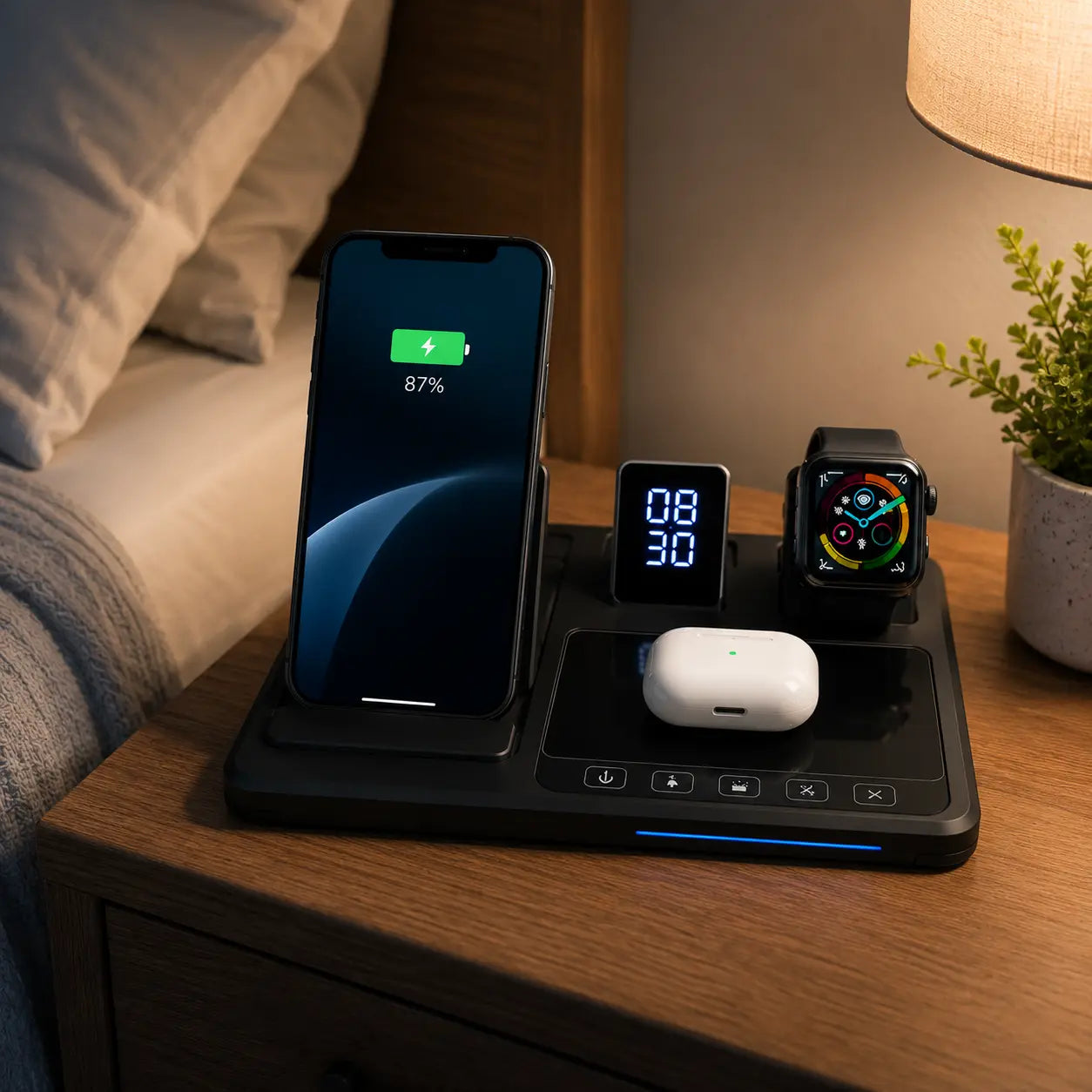 Base de Carga Inalámbrica 4 en 1 Cargador para Celular, Apple Watch y Auriculares (S) VillaNiza Store