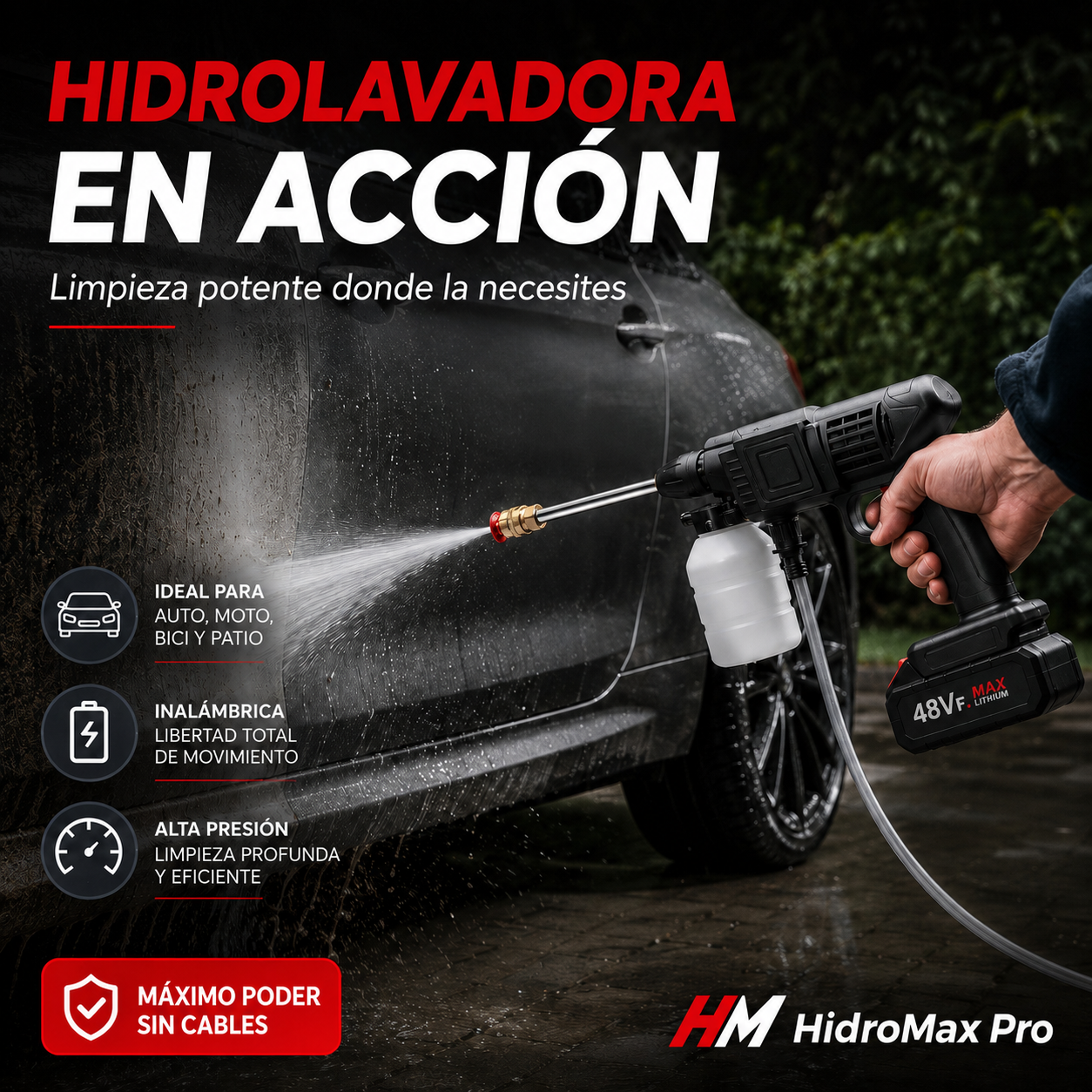 🔥 Hidrolavadora Portátil Inalámbrica HidroMax Pro | Alta Presión y Limpieza Total 💦⚡