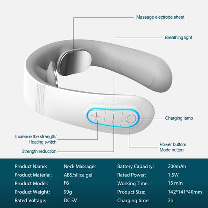 Smart Back Neck Massager with Heating TENS Pulse Cervical Muscle Massage Wireless Shoulder Health Care Device