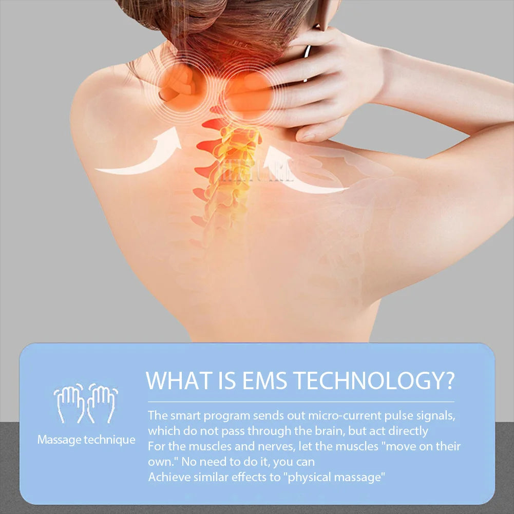 Smart Back Neck Massager with Heating TENS Pulse Cervical Muscle Massage Wireless Shoulder Health Care Device