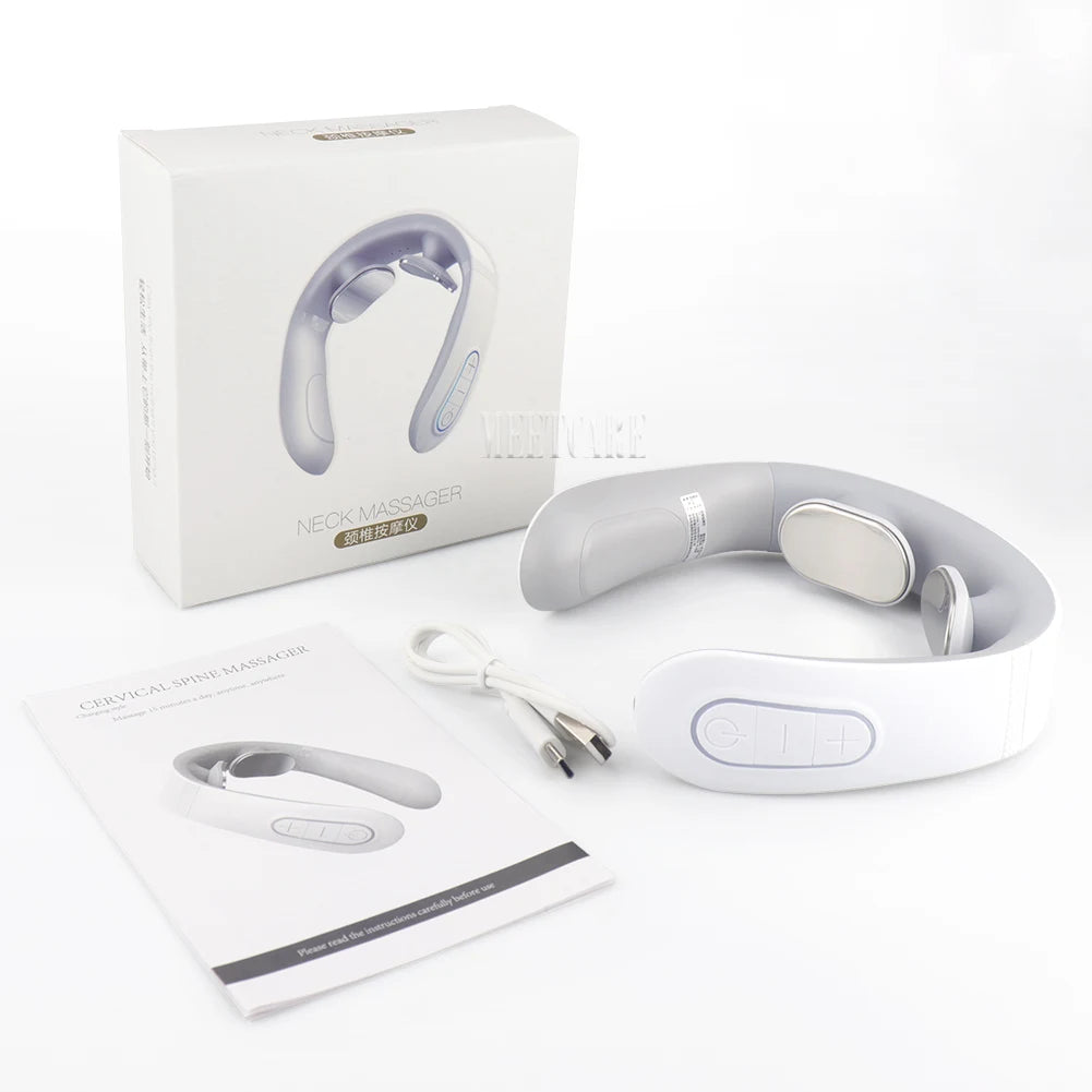 Smart Back Neck Massager with Heating TENS Pulse Cervical Muscle Massage Wireless Shoulder Health Care Device