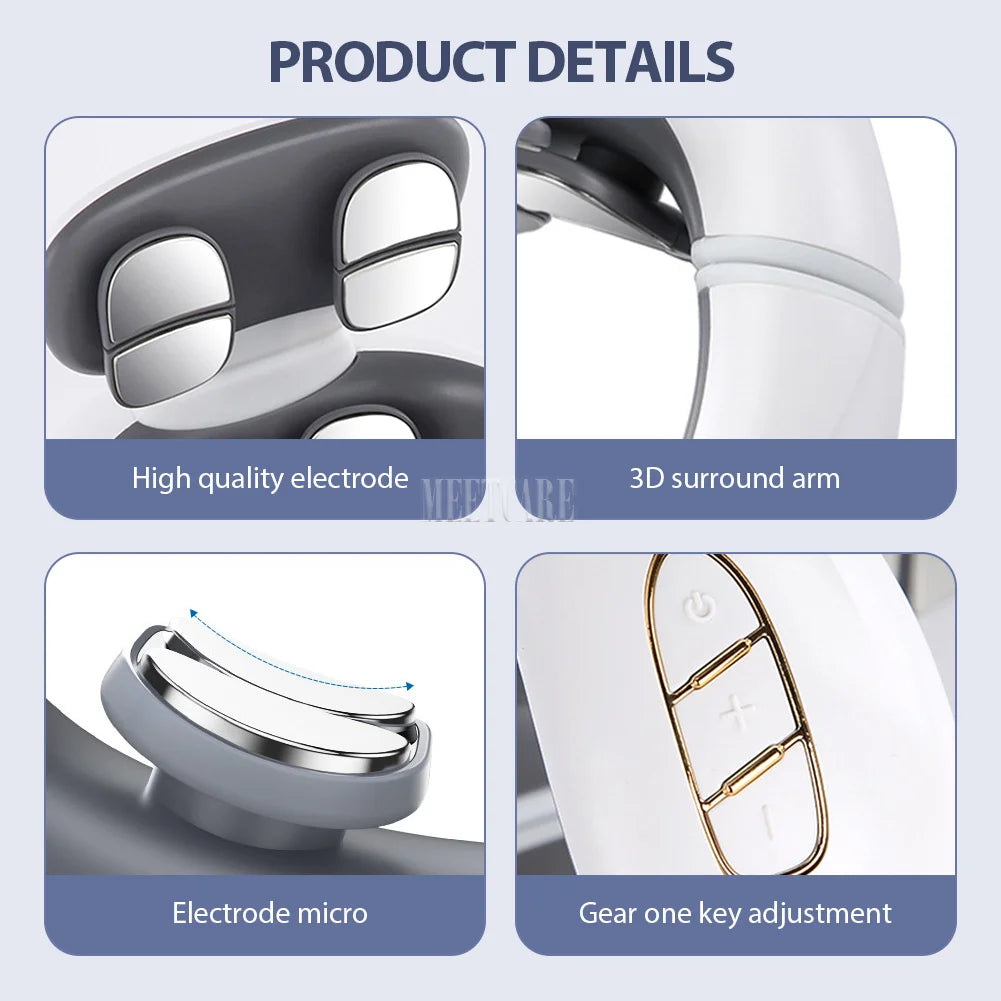 Smart Back Neck Massager with Heating TENS Pulse Cervical Muscle Massage Wireless Shoulder Health Care Device