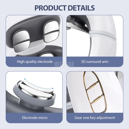 Smart Back Neck Massager with Heating TENS Pulse Cervical Muscle Massage Wireless Shoulder Health Care Device