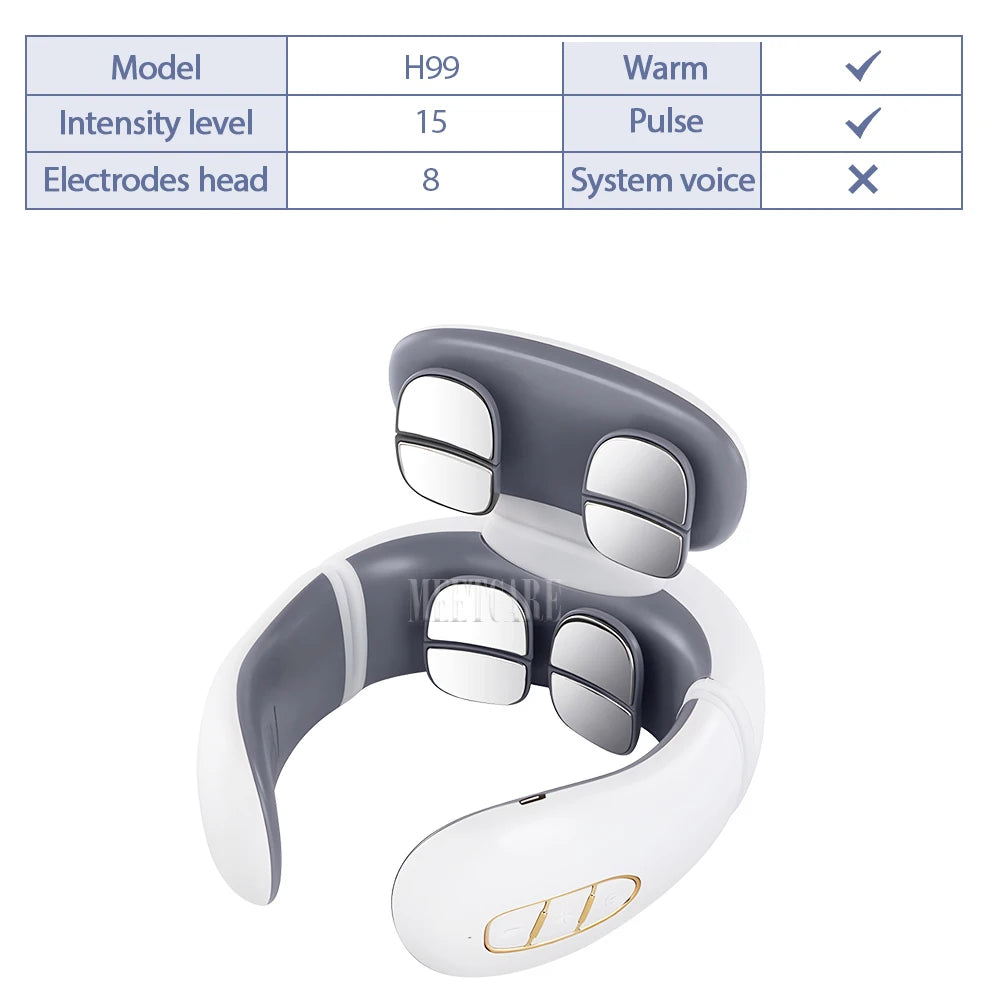 Smart Back Neck Massager with Heating TENS Pulse Cervical Muscle Massage Wireless Shoulder Health Care Device