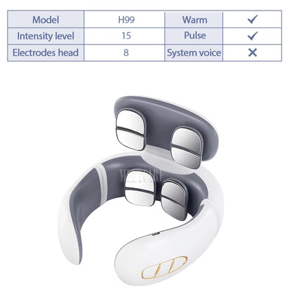 Smart Back Neck Massager with Heating TENS Pulse Cervical Muscle Massage Wireless Shoulder Health Care Device