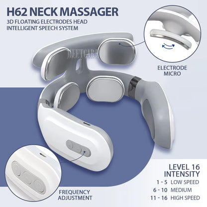 Smart Back Neck Massager with Heating TENS Pulse Cervical Muscle Massage Wireless Shoulder Health Care Device