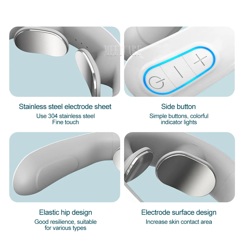 Smart Back Neck Massager with Heating TENS Pulse Cervical Muscle Massage Wireless Shoulder Health Care Device