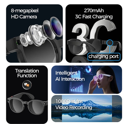 Lenovo AI Smart Glasses AI Translation 8MP HD Camera 4K Shooting Image Bluetooth Call Recording Music Smart Sunglasses 2026 New