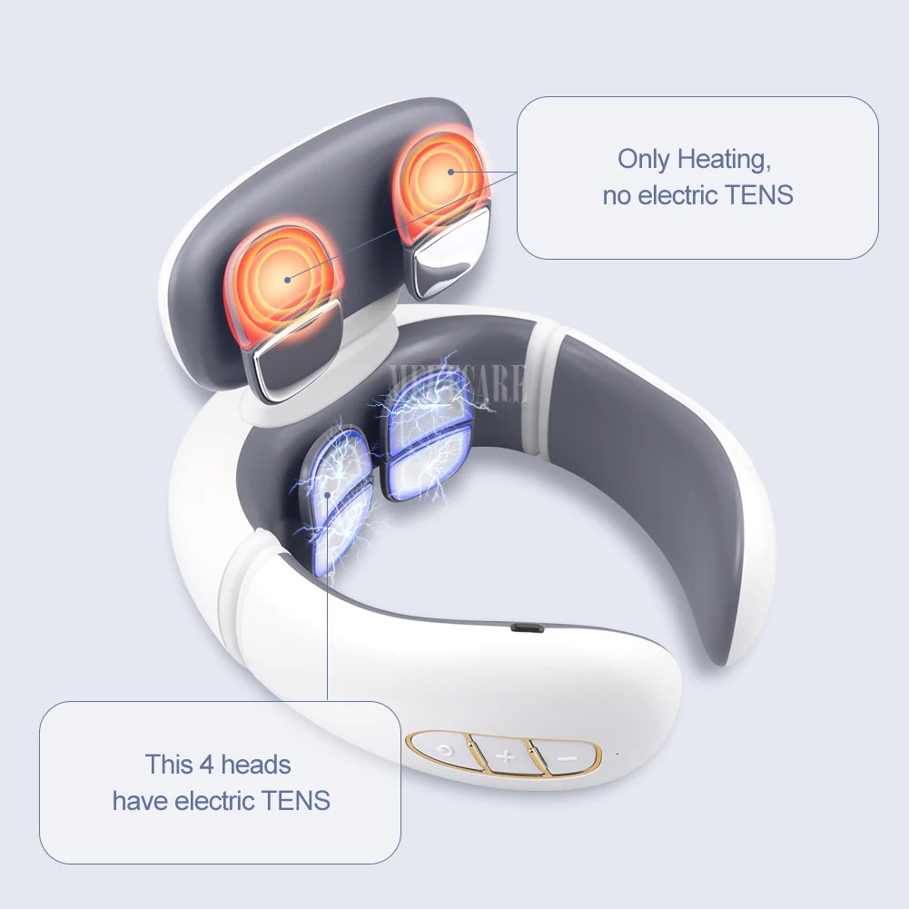Smart Back Neck Massager with Heating TENS Pulse Cervical Muscle Massage Wireless Shoulder Health Care Device