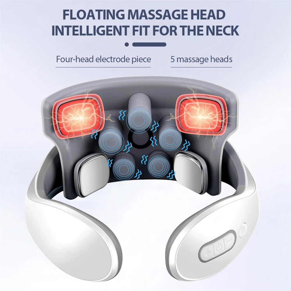 Smart Back Neck Massager with Heating TENS Pulse Cervical Muscle Massage Wireless Shoulder Health Care Device