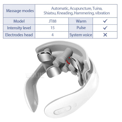 Smart Back Neck Massager with Heating TENS Pulse Cervical Muscle Massage Wireless Shoulder Health Care Device