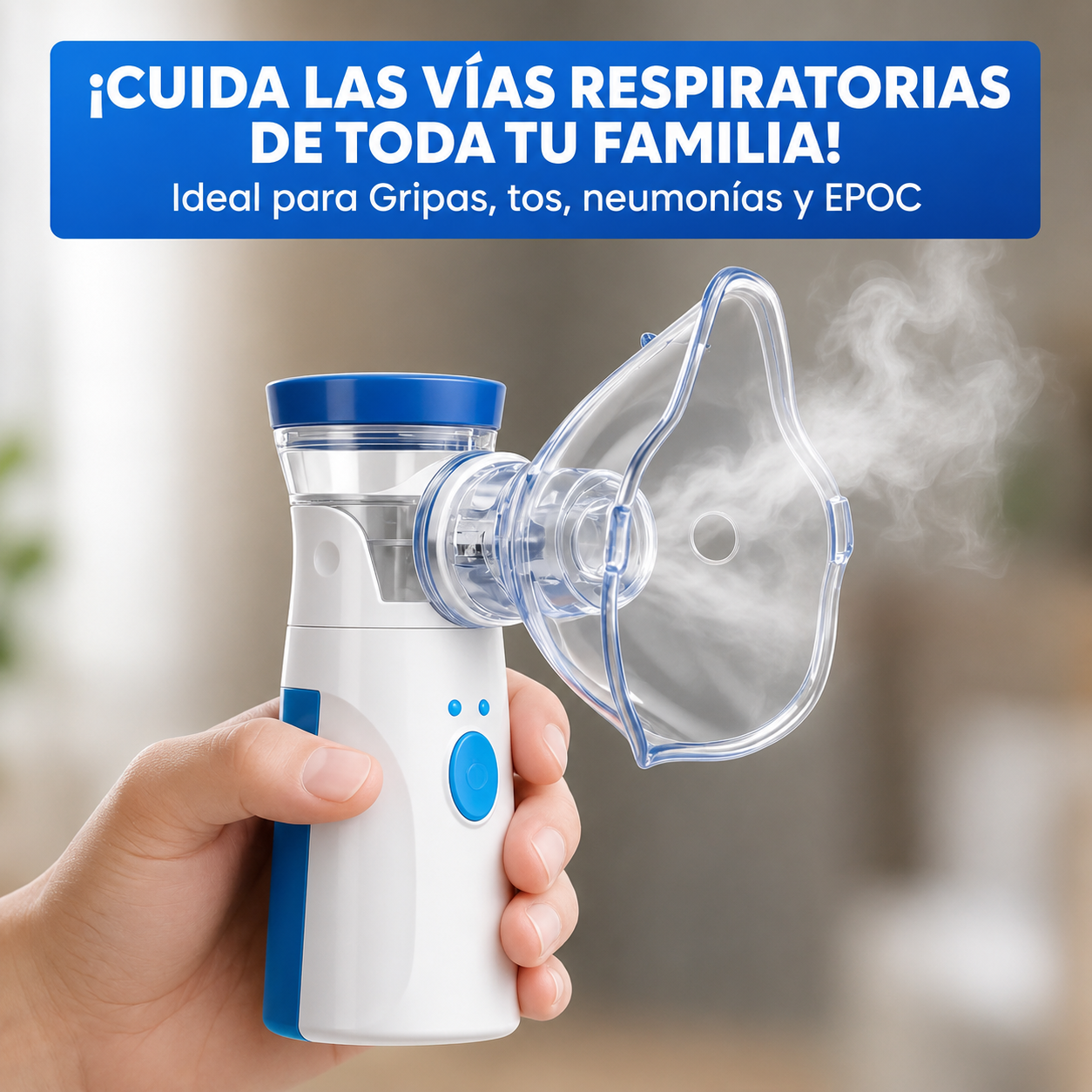 Nebulizador Portatil - JSL-W302 - inalámbrico Silencioso USB - Color blanco