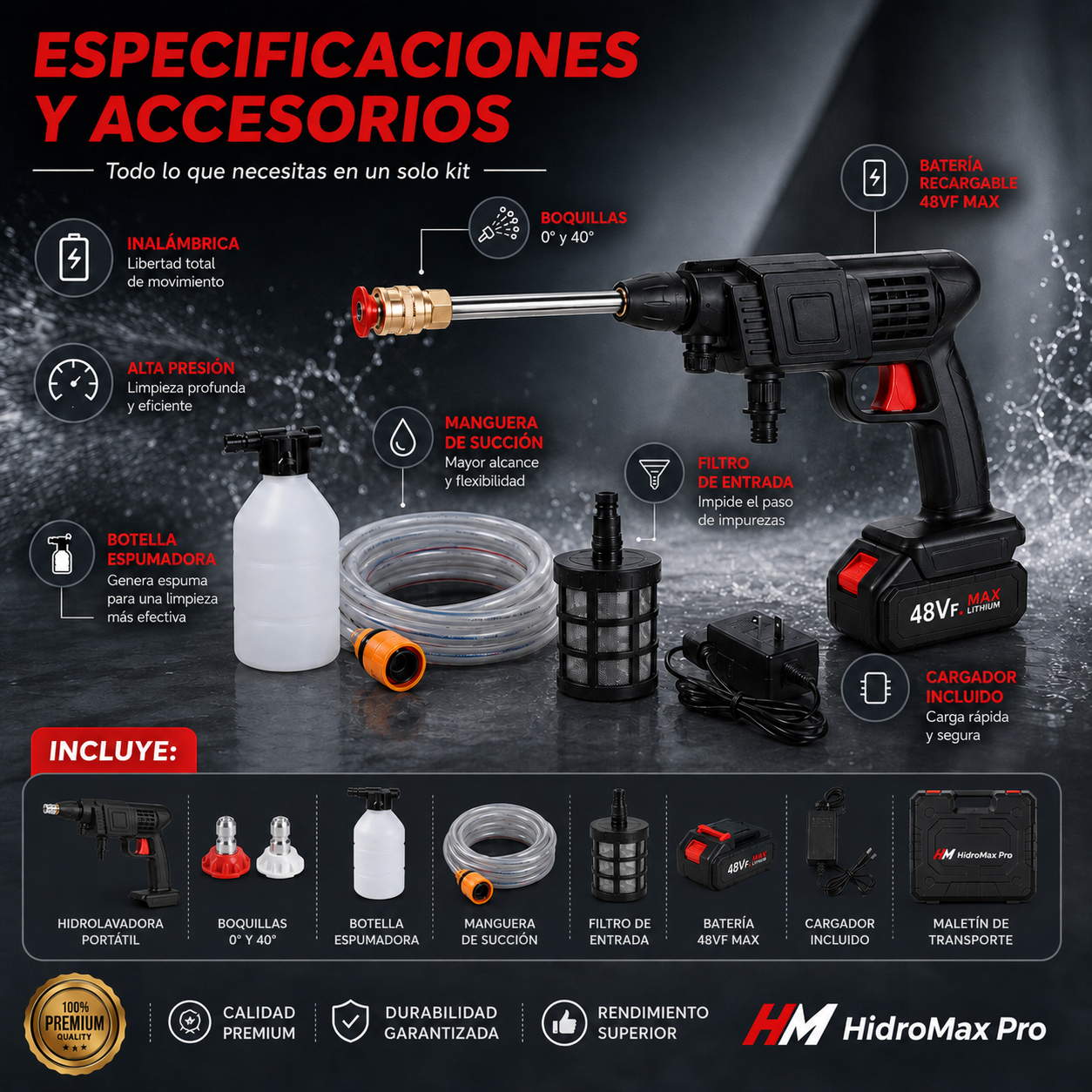 🔥 Hidrolavadora Portátil Inalámbrica HidroMax Pro | Alta Presión y Limpieza Total 💦⚡