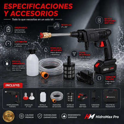 🔥 Hidrolavadora Portátil Inalámbrica HidroMax Pro | Alta Presión y Limpieza Total 💦⚡