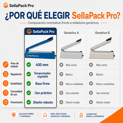 🔥 Sellador de Bolsas SellaPack Pro 400MM | Sellado Firme y Profesional 🛍️