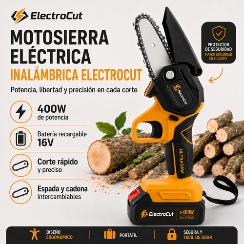 🔥 Motosierra Eléctrica Inalámbrica ElectroCut | Potencia y Precisión en Cada Corte 🪚⚡