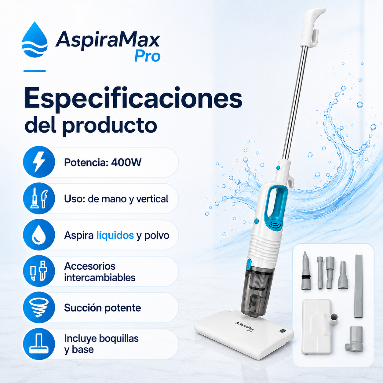 🔥 Aspiradora de Mano y Vertical AspiraMax Pro | Limpieza 2 en 1 💧⚡