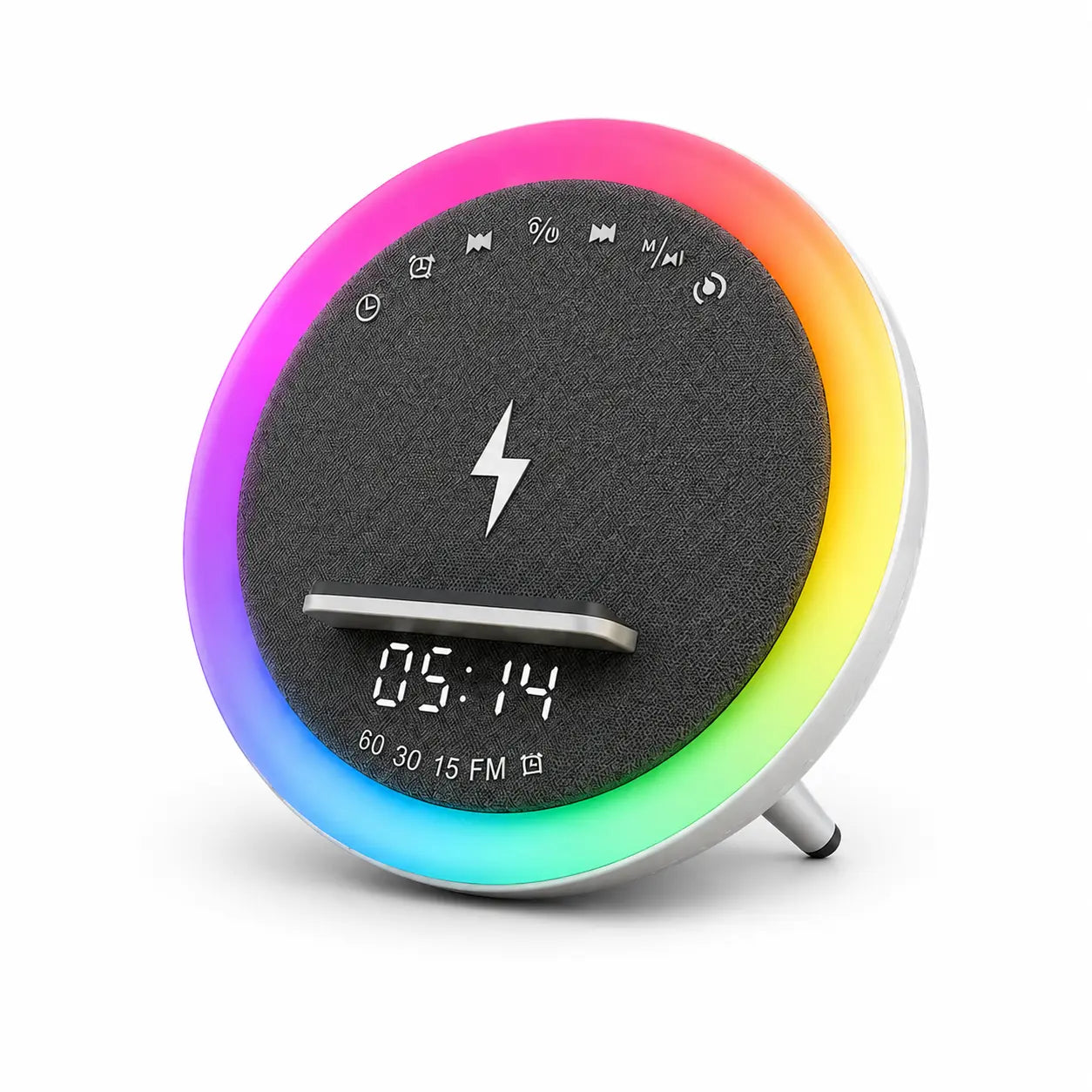 Parlante BT A912 Cargador Inalámbrico 15W, Luz RGB y Reloj Despertador (S) - VillaNiza Store