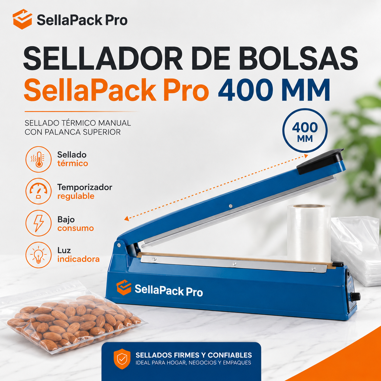 🔥 Sellador de Bolsas SellaPack Pro 400MM | Sellado Firme y Profesional 🛍️