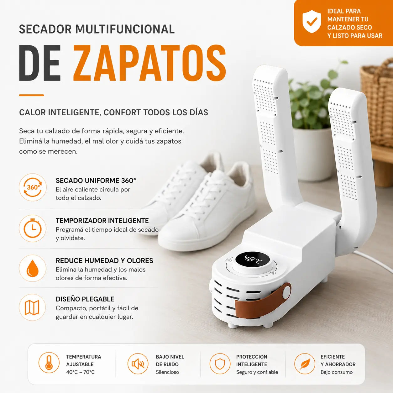 Secador Eléctrico de Zapatillas y Calzado 150W 360° y Temporizador hasta 120min (S) VillaNiza Store