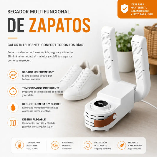 Secador Eléctrico de Zapatillas y Calzado 150W 360° y Temporizador hasta 120min (S) VillaNiza Store