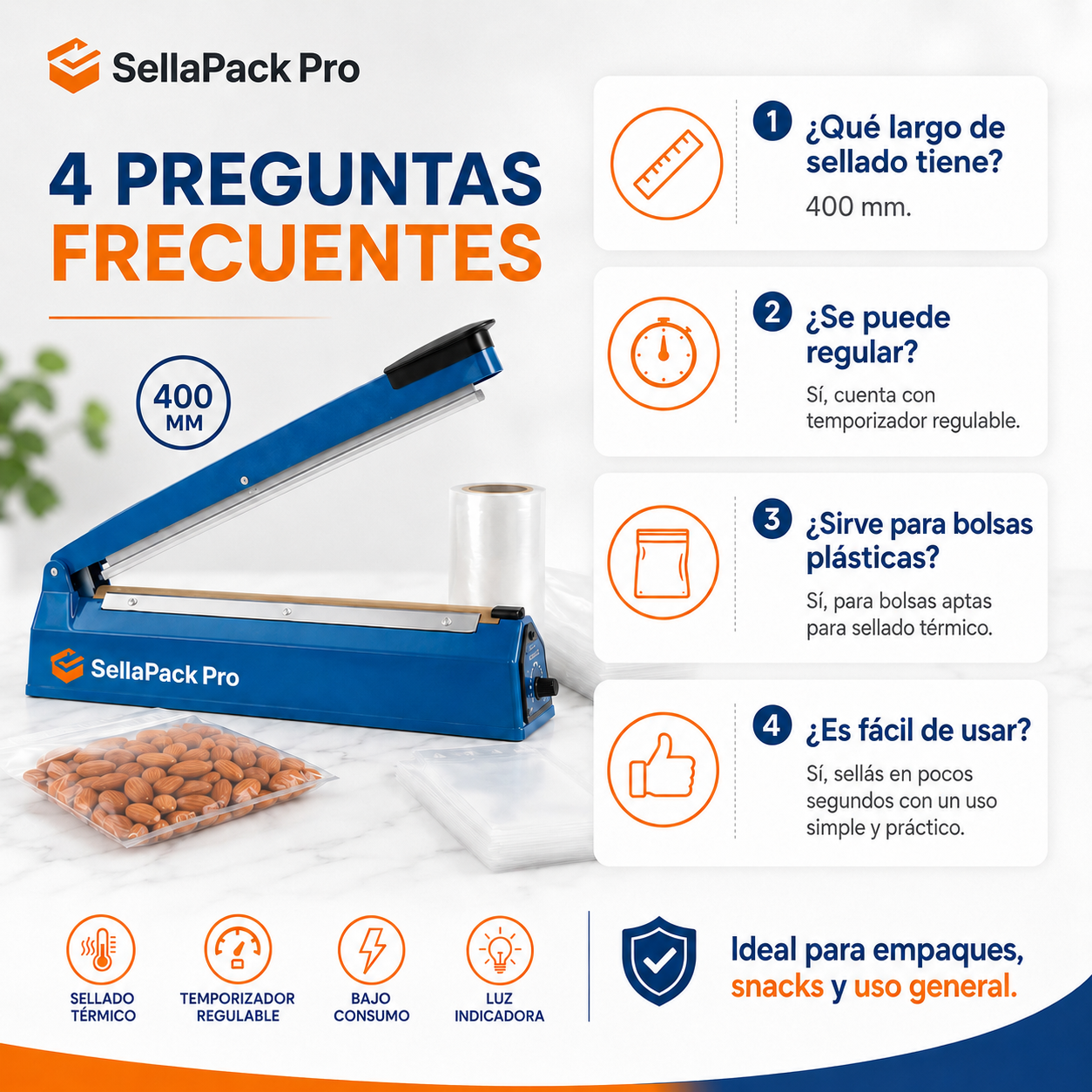 🔥 Sellador de Bolsas SellaPack Pro 400MM | Sellado Firme y Profesional 🛍️