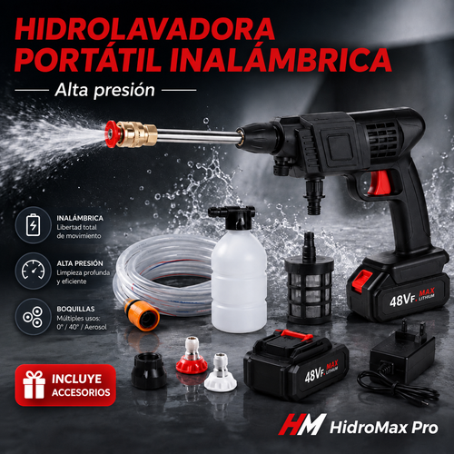 🔥 Hidrolavadora Portátil Inalámbrica HidroMax Pro | Alta Presión y Limpieza Total 💦⚡