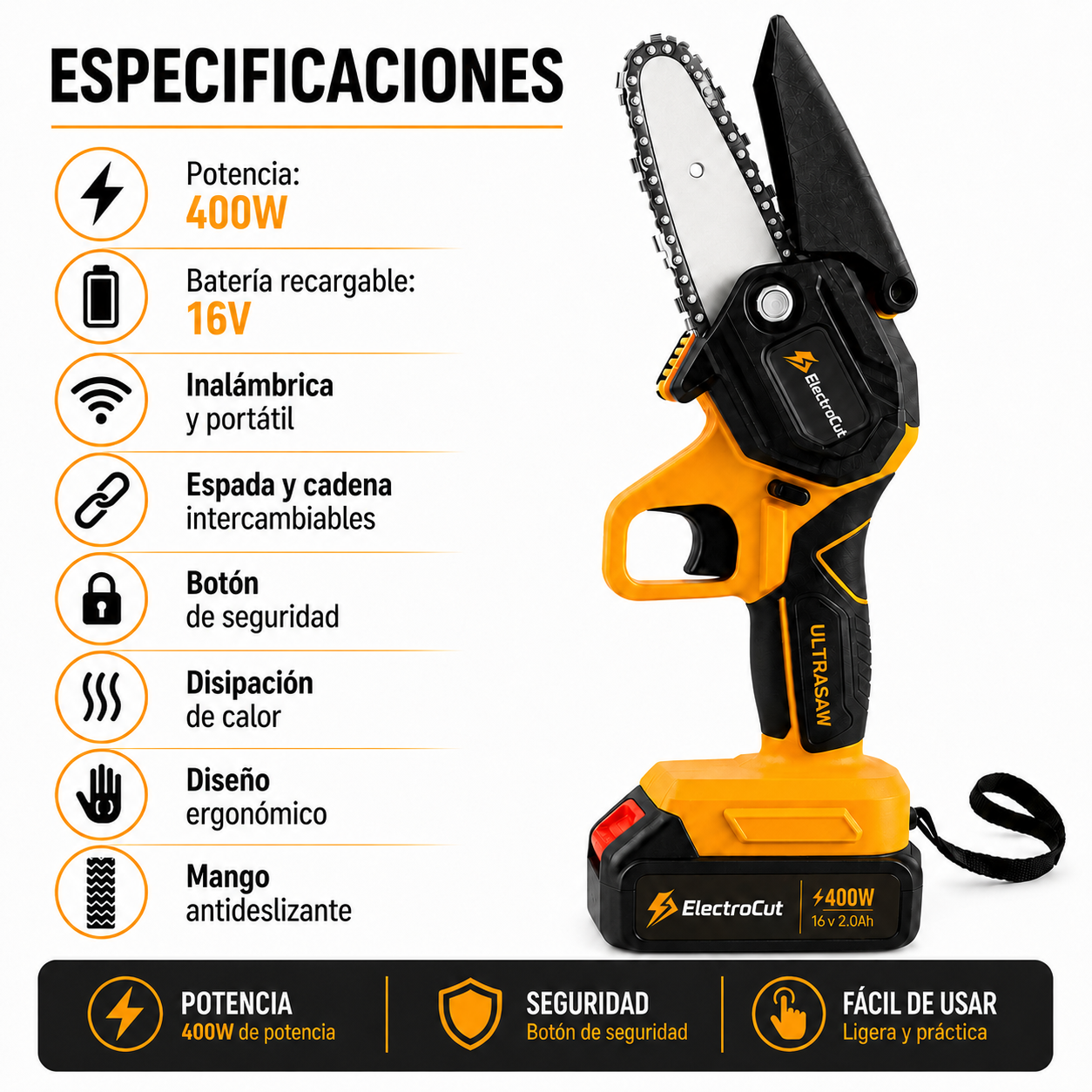 🔥 Motosierra Eléctrica Inalámbrica ElectroCut | Potencia y Precisión en Cada Corte 🪚⚡