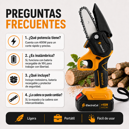 🔥 Motosierra Eléctrica Inalámbrica ElectroCut | Potencia y Precisión en Cada Corte 🪚⚡