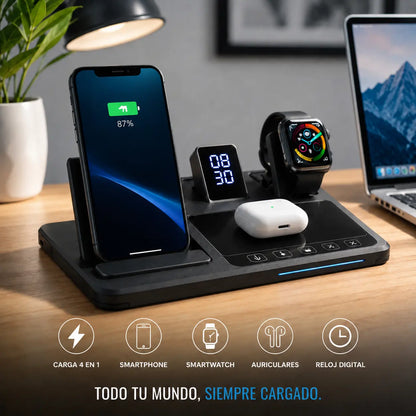 Base de Carga Inalámbrica 4 en 1 Cargador para Celular, Apple Watch y Auriculares (S) VillaNiza Store