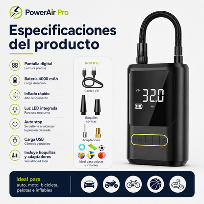 🔥 Compresor Digital PowerAir Pro | Inflado Rápido y Preciso 🚗⚡